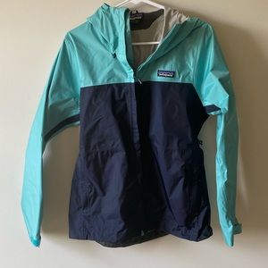 Blue PATAGONIA rain jacket